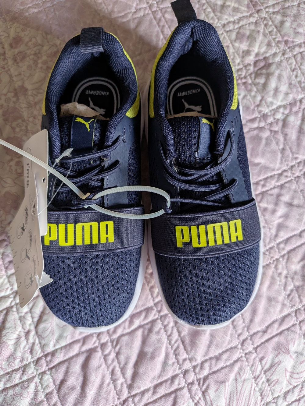 Puma Kids' Navy and Lime Slip-On Athletic Shoes